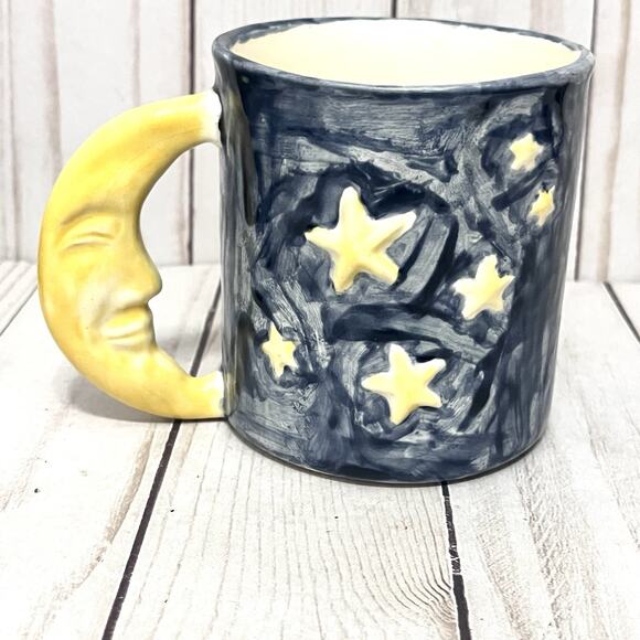 Hand Made Sun Moon And Stars Ceramic Celestial Mug Cup - Picture 2 of 5